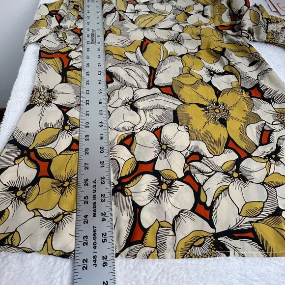 Cabi Sequel Blouse Womens Floral V-Neck Top Medium Long Sleeve Yellow Style 3954 - Picture 7 of 9